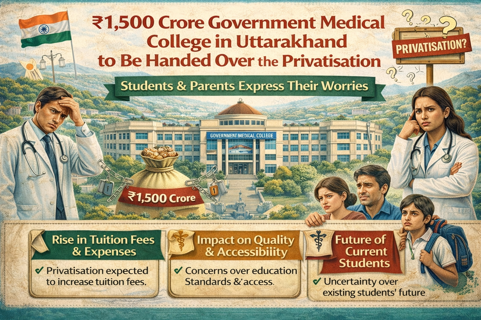 1,500 Crore Government Medical College in Uttarakhand to Be Handed Over the Privatization — Students & Parents Express Their Worries